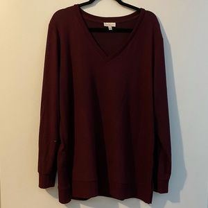 Maroon V-Neck Sweater from Lucky Brand in size XL